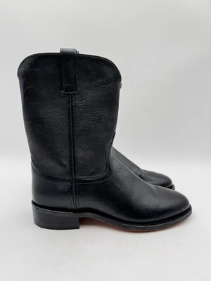 Botas de Vaquero Old West Corona Cuero de Becerro Punta Roper Joseph Pull-on Negras 9D Foto 1 de 4