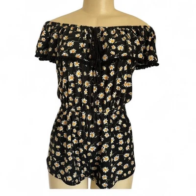 Derek Heart Black Sunflower Romper - Image 1 of 3