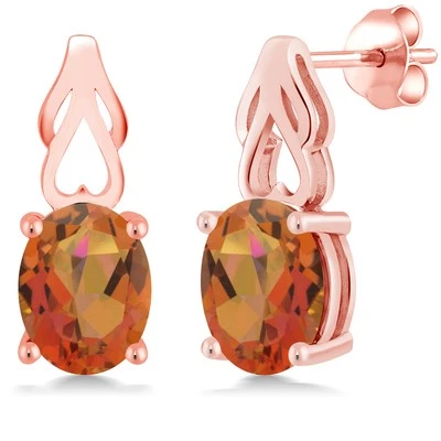 Brincos femininos de safira folheados a ouro rosa 18K com prata rosa (4,80 - Imagem 1 de 4