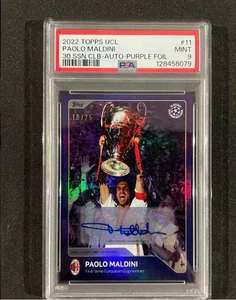 2022 Topps UCL Paolo Maldini Purple Foil Auto 19/25 AC Milan Rare - Bild 1 von 8