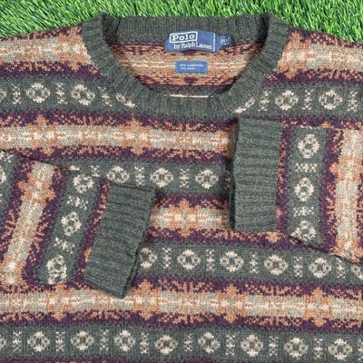 Vintage Polo Ralph Lauren Fair Isle Lambs Wool Knit Sweater Mens Sz 2XL Tall - Image 1 of 4