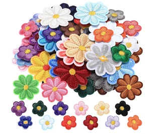 50 Pcs Iron on Patches for Clothing Sunflower Daisy Flower Applique DIY Badge - Picture 1 of 12