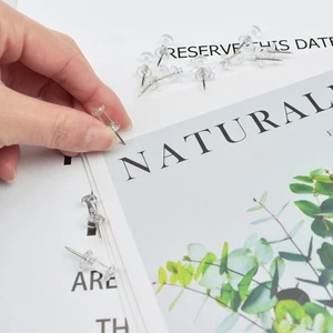 Push Pins Clear Transparent Thumb Tacks Map Chart Notice Bulletin Cork Board - Picture 1 of 11