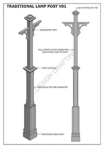 LUZ DE POSTE DE LÁMPARA TRADICIONAL V01 - Planos de construcción 2D y 3D - CONSTRUIR Y AHORRAR $$$ - Imagen 1 de 6