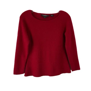 VTG Mariele Waithe by Forte 100% Cashmere Sweater Red Fuzzy 3/4 Sleeve Petite L - Picture 1 of 8