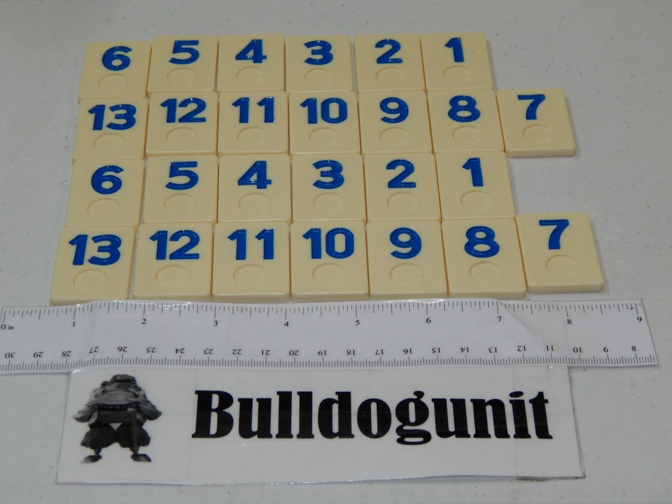 1990 Rummikub Tile Board Game All 26 Blue Number Tiles Only Pressman - Image 1 of 1