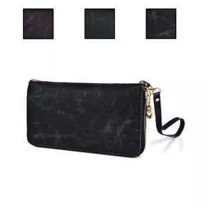 Portafoglio da polso pochette KroO in pelle sintetica progettato pelle di coccodrillo con zip intera - Foto 1 di 25