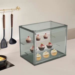 Display Case Bread Box for Kitchen Countertop, 2 Tier PET Display Shelf - Picture 1 of 23
