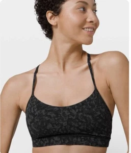 Lululemon Flow Y Nulu Bra Leopard Camo Deep Coal Light Support- Size 12 - EUC - Picture 1 of 13