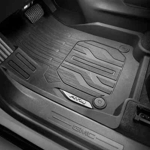 Revestimiento de piso delantero para todo tipo de clima GMC 2022-2024 OEM con logotipo negro GM 84710955 - Imagen 1 de 3