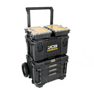 JCB Site System 5-Piece Tool Storage Set Heavy Duty Toolbox Wheels Cart Trolley - Image 1 of 4