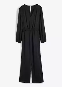 Neu Eleganter Satin-Overall in Wickeloptik Gr. 38 Schwarz Damenoverall Jumpsuit - Bild 1 von 1