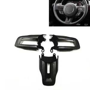 Car Steering Wheel Cover Trim For Ford Mustang 2015-2023 Real Carbon Fiber Matte - Foto 1 di 9