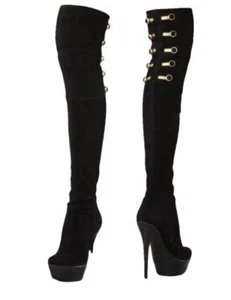 37/US7❤️ Rachel Zoe Stretch Suede Over Knee Thigh High Heels Boots OTK - Picture 1 of 2