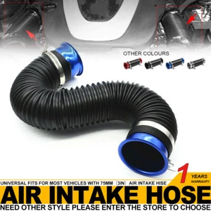 Blue Car 3" Multi Flexible Autos Turbo Cold Air Intake Duct Inlet Pipe Hose Tube - Picture 1 of 11