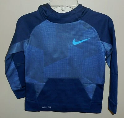 Nike Therma Boys Size 4 XS Hoodie Sweatshirt Blue Hooded 86D578-U9J New - Image 1 of 3