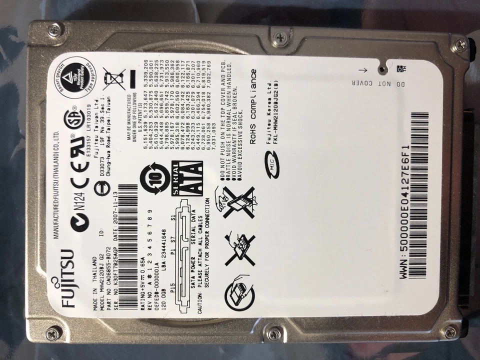 Fujitsu 120GB Internal 7200RPM 2.5" (MHW2120BJ) HDD - Image 1 of 1