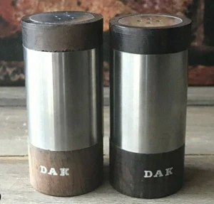 Vintage DAK Wood & Stainless Steel Salt & Pepper Shakers 1960's - Picture 1 of 10