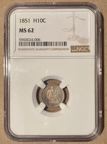 1851 NGC MS62 Liberty Seated Half Dime H10c Cover