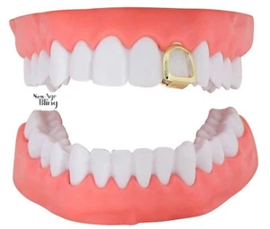 Open Face Grill Single Tooth Cap Custom Fit 14k Gold Plated Grillz w/Mold - Picture 1 of 6