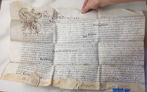 1690 Antique Vellum Document Of Indenture Signed Stamped Wax Sealed - Picture 1 of 9