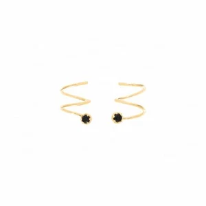 Original schwarz Diamant Doppelpiercing Spiral Reifen Manschette 14K Gold Ohrringe - Bild 1 von 9
