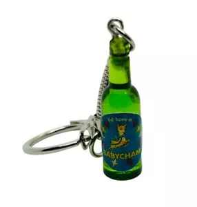 Handmade BABYCHAM BOTTLE KEYRING fab SPARKLING PERRY miniature KEYCHAIN retro - Picture 1 of 2