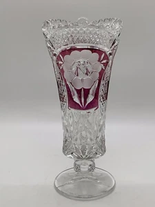 Jarrón con patas puntiagudas de diamante rojo rosa corte a claro 7x3 pulgadas - Imagen 1 de 9