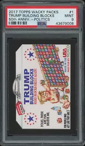 2017 Topps Wacky Packs Trump Building Blocks #1 50th Black Sticker PSA 9 Pop 4 - Picture 1 of 2