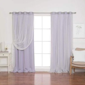 Best Home Fashion Grommet Blackout Curtain 52"W x 84"L Lilac Marry Me (Set of 2) - Picture 1 of 11