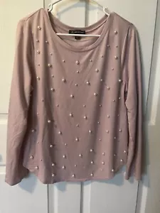 Suéter Pullover Rosa Claro INC con Acentos Perla Imitación Mujer-Talla Mediana - Imagen 1 de 5