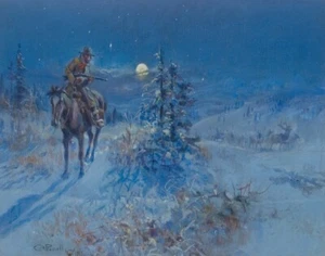 Charles Marion Russell Joshing Moon Canvas Print 16 x 20 - Picture 1 of 4