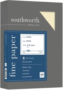 404IC 25% Cotton Business Paper Ivory 24 Lbs. Wove 8-1/2 X 11 500/Box FSC - Picture 1 of 5