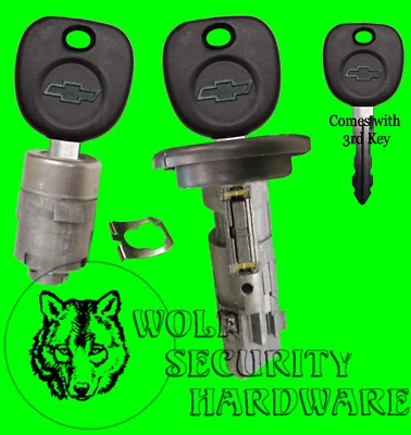 Chevy OEM Ignition Key Switch Lock Cylinder & Single Door Lock Set 3 Chevy Keys - Image 1 of 2