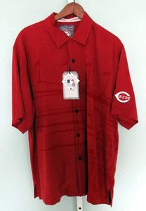 Camicia SS nuova con etichette Tommy Bahama Cincinnati Reds Baseball Media Uomo Seta In perfette condizioni - Foto 1 di 6