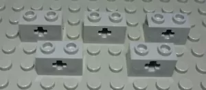 LEGO Technic Brick With cross Hole 1x2 New Grey 5 Piece (489) - Imagen 1 de 1