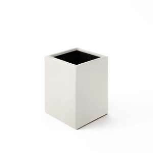 Schreibtisch Stiftehalter Leder Weiß - Stifteköcher Quadratisches Design - Bild 1 von 5