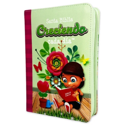 Biblia para Niñas Creciendo cada Día compacta con Cierre RV1960 imit piel rosa