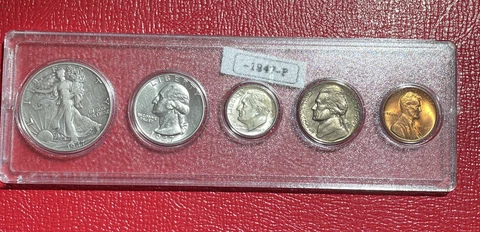 1947 US Mint Coin Set Affordable Great Gift - Unique Present 90% Slvr Investment Cover