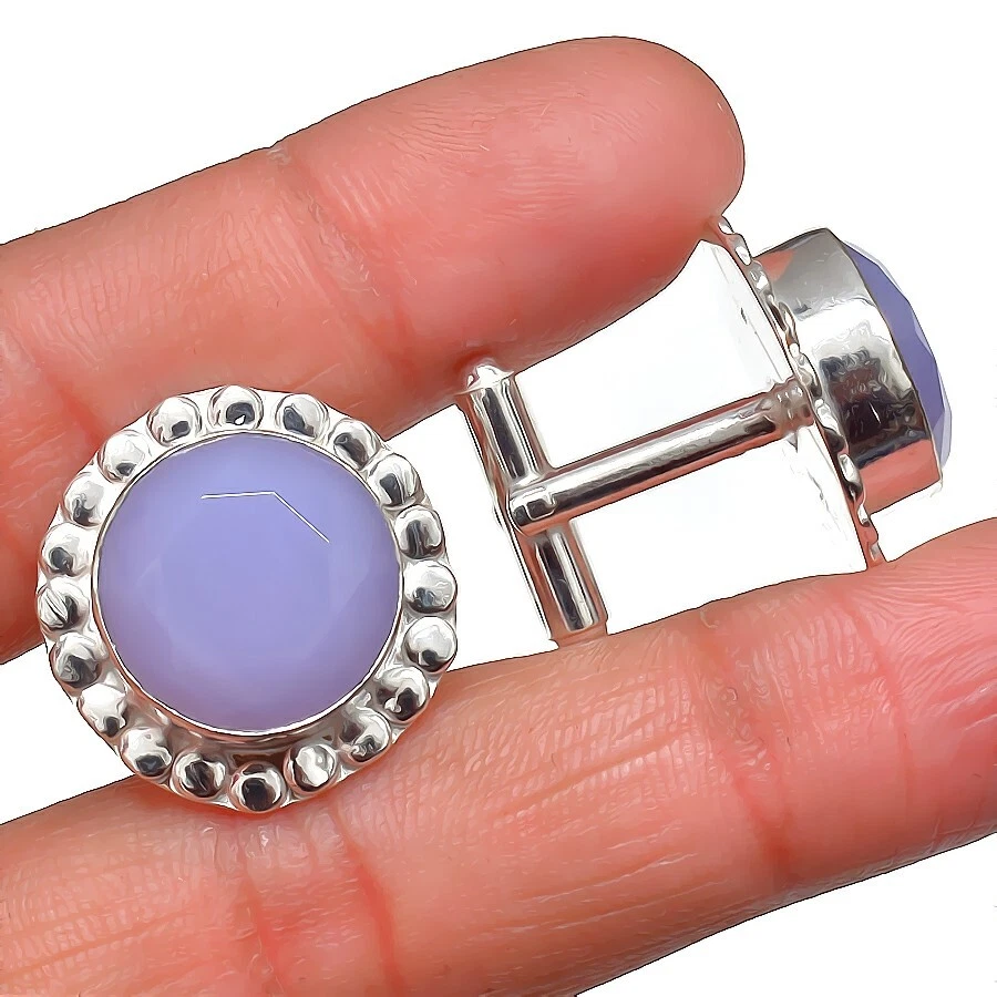 Milky 黄玉宝石手工 925 纯银珠宝袖扣 — 第 1/1 张图片