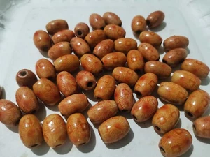 150pcs 18mm x 12mm WOODEN TRIBAL EXOTIC Barrel Oval Beads Patterned Wood A35 - Picture 1 of 1