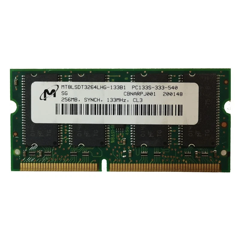 Micron 256MB SD SO-DIMM PC133S-333-542 133 MHz Memory RAM MT8LSDT3264HG-133C2 - Image 1 of 3