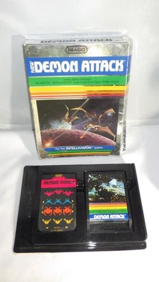 Mattel Intellivision 1982 DEMON ATTACK Video Game Cartridge, Box & Overlay - Image 1 of 4