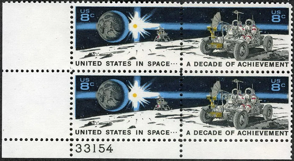 United States 1971 Space Achievement Decade Plate Block MNH (SC# 1434-1435) - Image 1 of 1