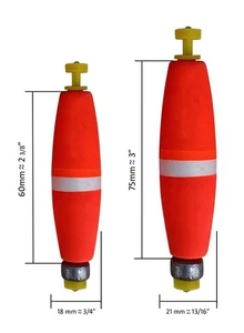12 Stück Angeln Gewichtete Hering Schwimmer Bobber Blickfang Schaumstoff Snap-on 18mmx60mm - Bild 1 von 4