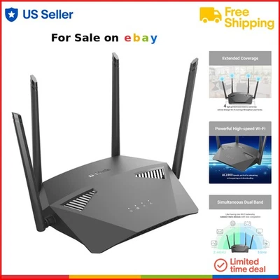 Wireless Router Dual-Band Ethernet Wi-Fi AC1900 Gaming Home MU-MIMO - Image 1 of 4