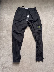 Stone Island stretch cotton tela black Cargo Trousers 32” waist BNWT authentic - Picture 1 of 10