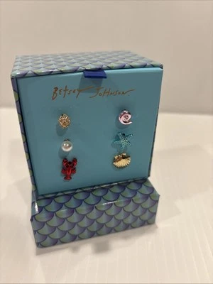 Betsey Johnson 6PC Mismatch Stud Earring Set Lobster, Shell, Starfish & Ball NIB - Image 1 of 4
