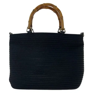 GUCCI Vintage Bamboo 000 1998 0540 Tote Bag Handtasche Schwarz Canvas/Leder GG - Bild 1 von 10