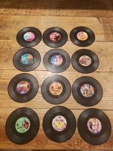 Set of 12 4" Vinyl Record Drink Coasters Retro Party Novelty Anti Slip Coasters - Picture 1 of 13